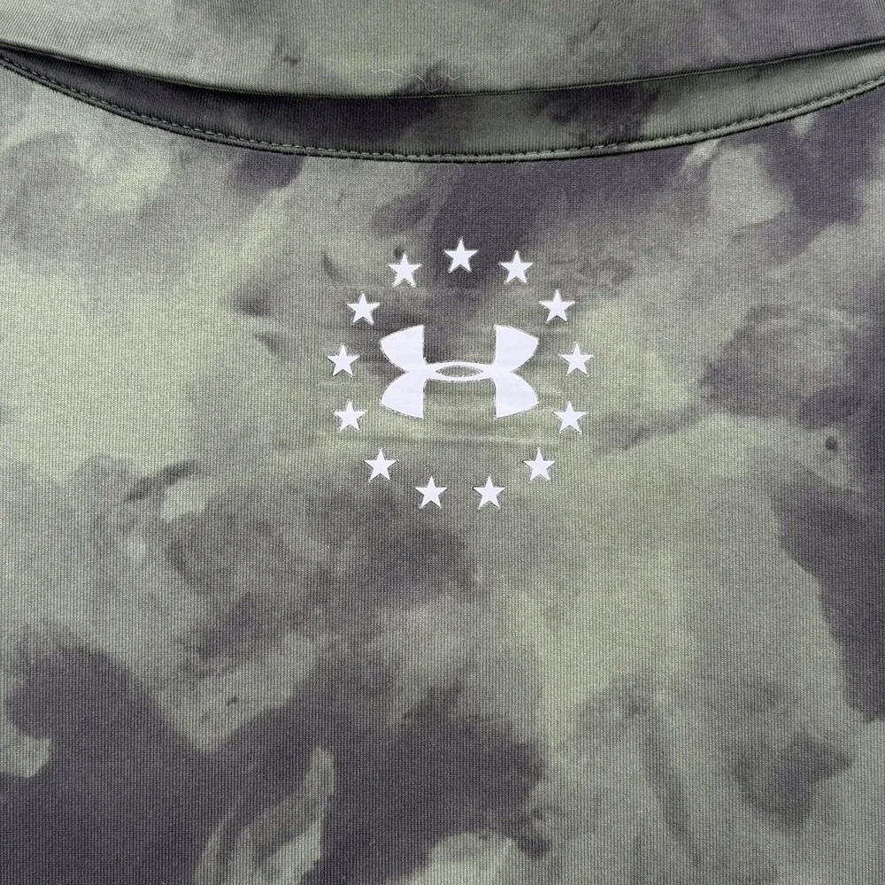 Under Armour Polo Shirt Mens 3XL Green Camo Wounded Warrior Project HeatGear